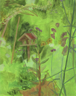 Birdhouse, Oil on MDF - 25 x 20 cm - 175 euro