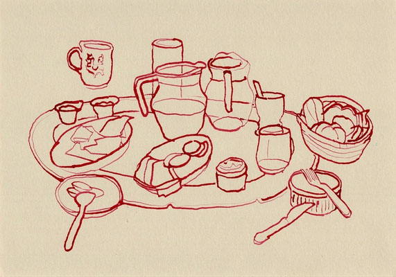 Breakfast, Ink on A4 paper, 45 euro