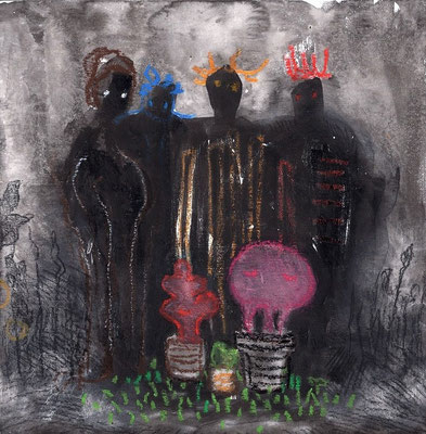 The Four Kings, Mixed Media on MDF, 100 euro