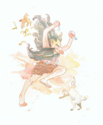 Pencil and watercolor on paper