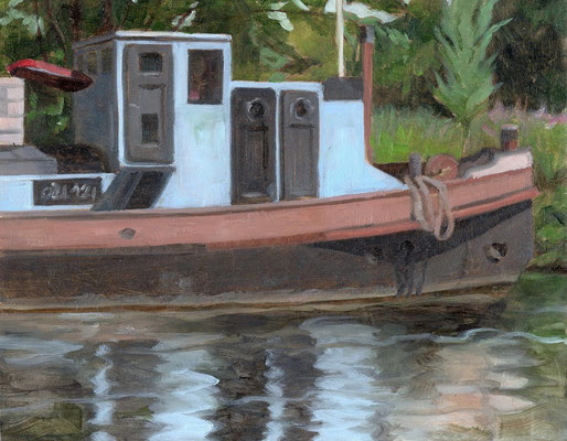 Boot aan de Vecht, Oil on MDF, 20 x 25 cm - 200 euro