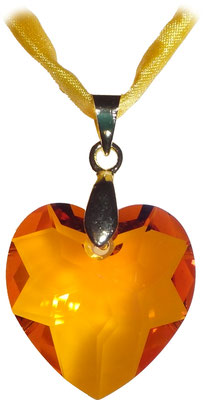 orange chakra Swarovski Kristall Herz Seidenband