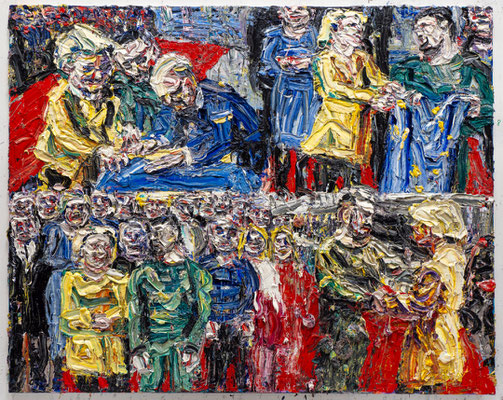 Das Versprechen: Aufnahme der Ukraine in die Europäische Union/ Von der Leyen, Selenskyj, Charles Michel/ Margrethe Vestager u.a./ Europa- und Ukraine-Flagge als Fetisch/ Roter Teppich