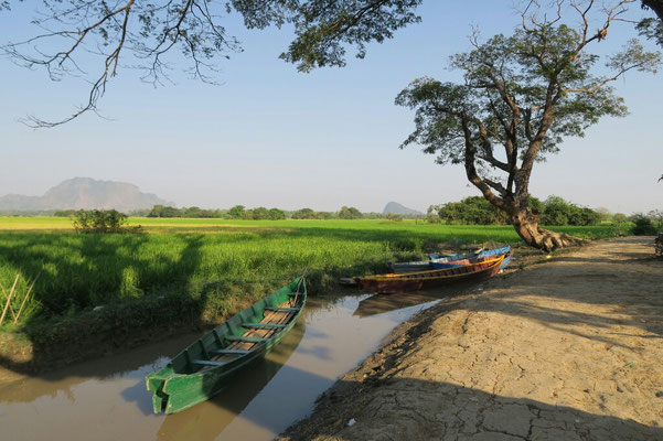 Rizières en eau près de Hpa an