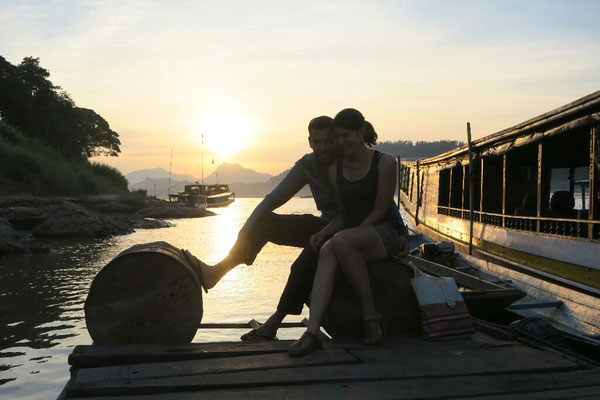 Coucher de soleil en amoureux sur le Mekong