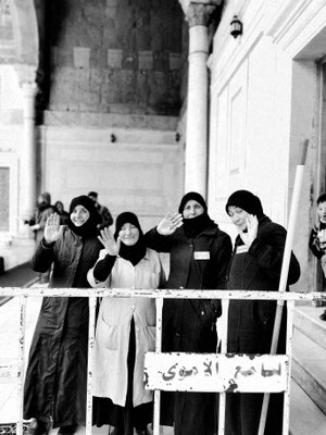 Putztrupp in der Moschee von Damaskus, Syrien