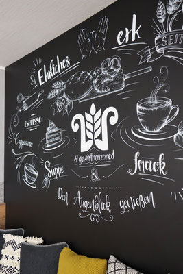 Tafelwandmalerei Bäckerei Wirthensohn, 2x3 Meter,  Kreidemarker 