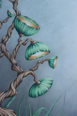 Fantasie Blume "Aus der Erde" Pastell auf Papier - 50x70 cm.