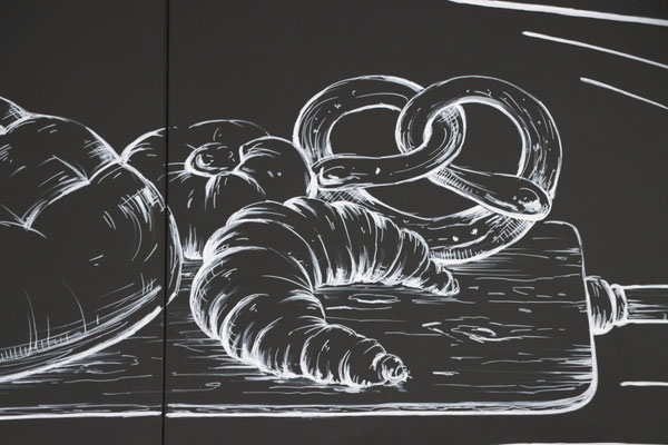 Tafelwandmalerei Bäckerei Wirthensohn, 2x3 Meter,  Kreidemarker 