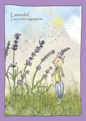 Lavendel Aquarellzeichnung Künstlerkarte
