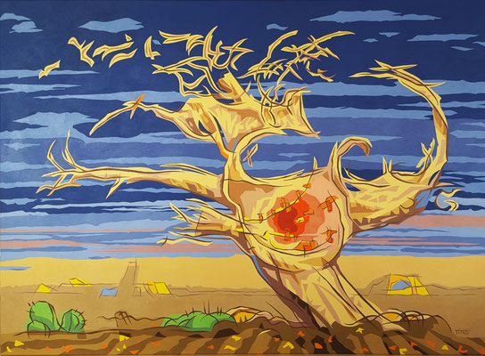 Desert flesh tree, Acrylic on canvas 95 x 135 cm