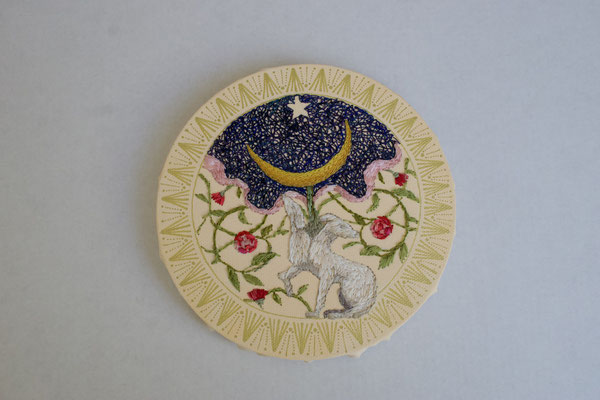 「変心」φ15cm、刺繍、アクリル