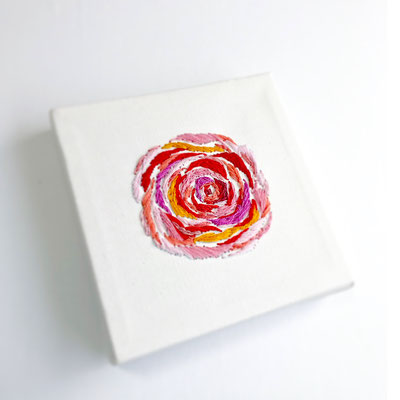 「花」10×10cm、刺繍