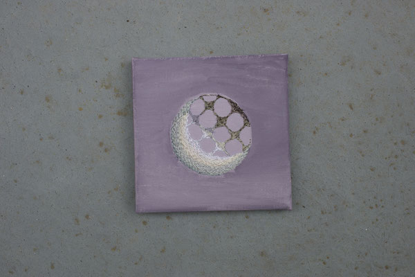 「Luna」、10×10cm、刺繍、アクリル