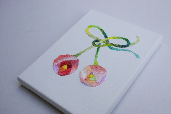 「cherry」、18×14cm、刺繍