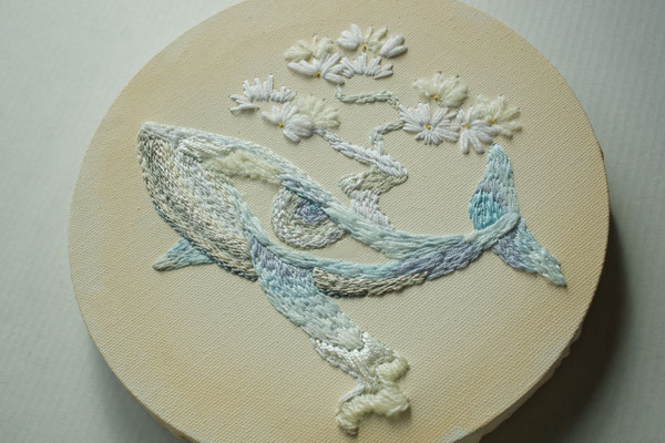 「淡い」φ20cm、刺繍、アクリル