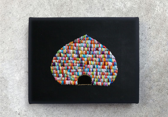 「spark」　F0キャンバス、刺繍、アクリル、メディウム