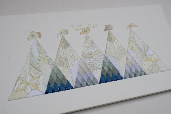 「聖者たち」20x40cm、刺繍