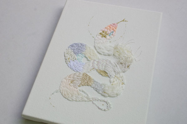 「白蛇」、18×14cm、刺繍