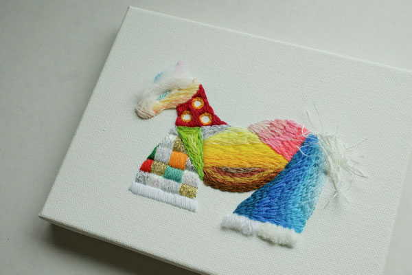 「horse」、14×18cm、刺繍