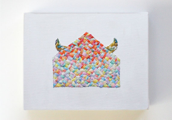   「church horn」　F0キャンバス、刺繍、アクリル