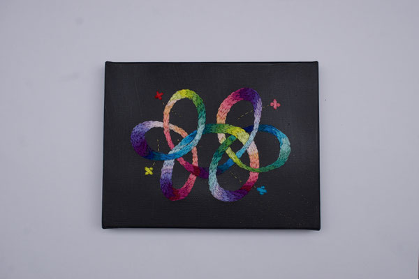 「フラクタル」14x18cm、刺繍、アクリル、雲母