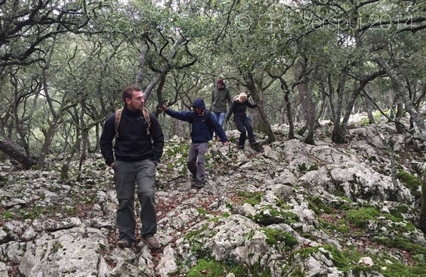 Practicing strange dance moves during a lovely hike.