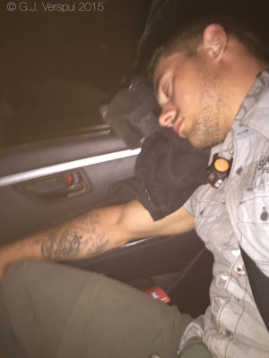 Sjoerd dreaming about snakes, while we were road cruising