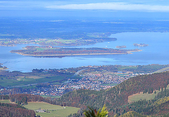 Ausflug Kampenwand mit Blick Chiemsee vom Hotel Post Kieferesfelden