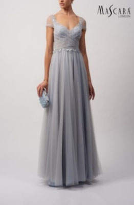 Abendmode Abiballkleid Brautjungfer Trauzeugin Brautmutter aus Tüll mit Ärmchen