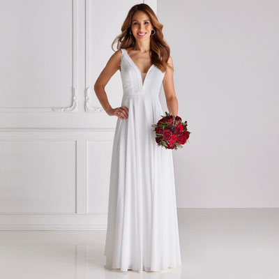 Standesamtkleid Brautkleid  mit Chiffonrock und Spitze Vintage