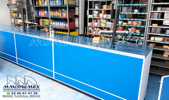 Mostrador para ferretería con frente liso
