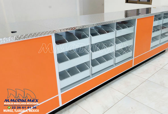 Mostrador para ferretería, estantes para ferretería, muebles de cobro para ferretería, cajas para ferretería