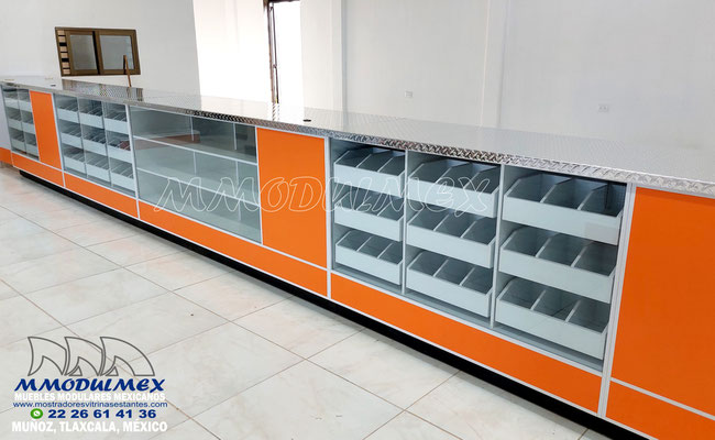 Mostrador para ferretería, estantes para ferretería, muebles de cobro para ferretería, cajas para ferretería