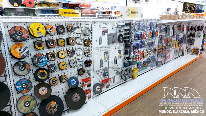Muebles, mostradores y góndolas metálicas para ferreterías