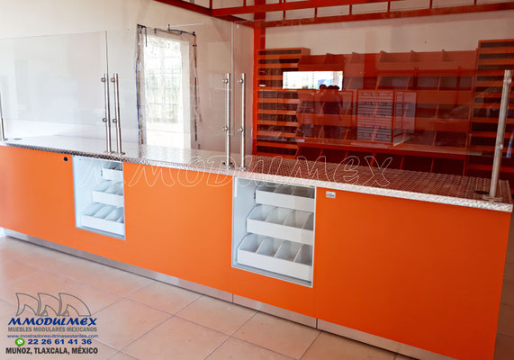 Mostrador para ferretería tipo truper, fix, mostradores para negocios de pintura, mostradores tipo comex