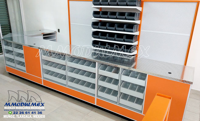 Mostrador para ferretería, muebles para ferretería, anaquel para farretería