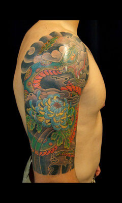 snake halfsleeve Genestar Tattoo Okinawa JAPAN