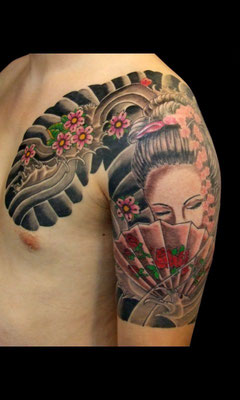 Geisha girl Genestar Tattoo Okinawa JAPAN