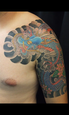 Blue Dragon Genestar Tattoo Okinawa JAPAN