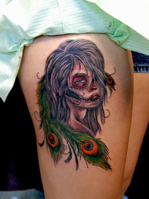 skull girl tattoo
