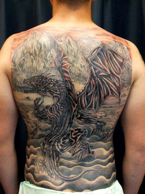 back piece dragon tattoo