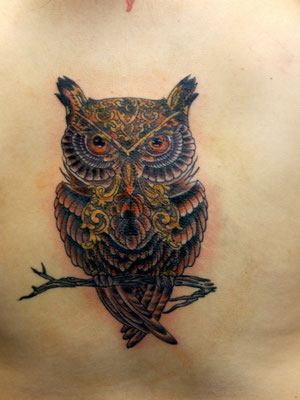 owl Genestar Tattoo Okinawa JAPAN