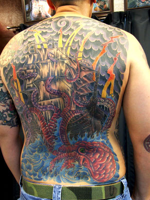 ship&octopus tattoo