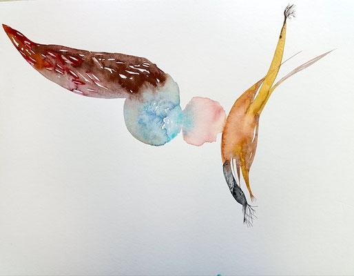 Detach, Aquarellfarbe auf Papier, 30 x 40 cm, Susanne Renner-Schulz, 2023