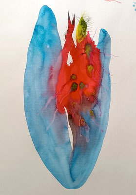 Down it goes, Aquarellfarbe auf Papier, 30 x 40 cm, Susanne Renner-Schulz, 2025