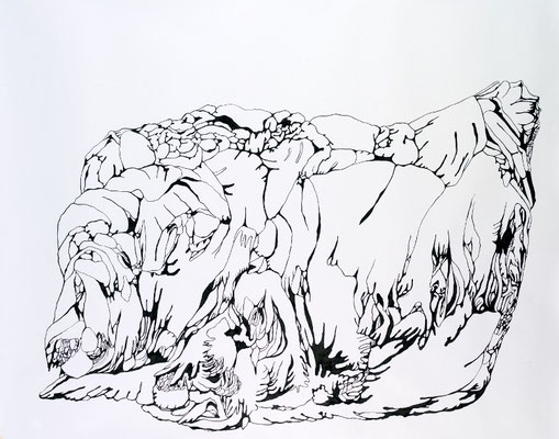 Gründer III, 170 x 150 cm, Tusche auf Papier, Susanne Renner (Verkauft)