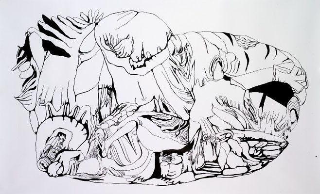 Gründer V, 200 x 150 cm, Tusche auf Papier, Susanne Renner