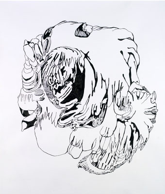 Gründer I, 150 x 180 cm, Tusche auf Papier, Susanne Renner