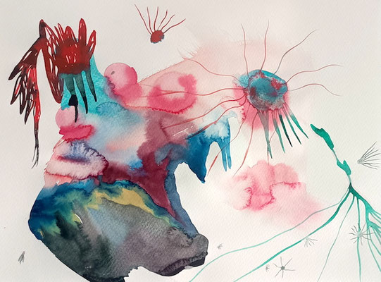 Take the risk, Aquarellfarbe auf Papier, 30 x 40 cm, Susanne Renner-Schulz, 2024